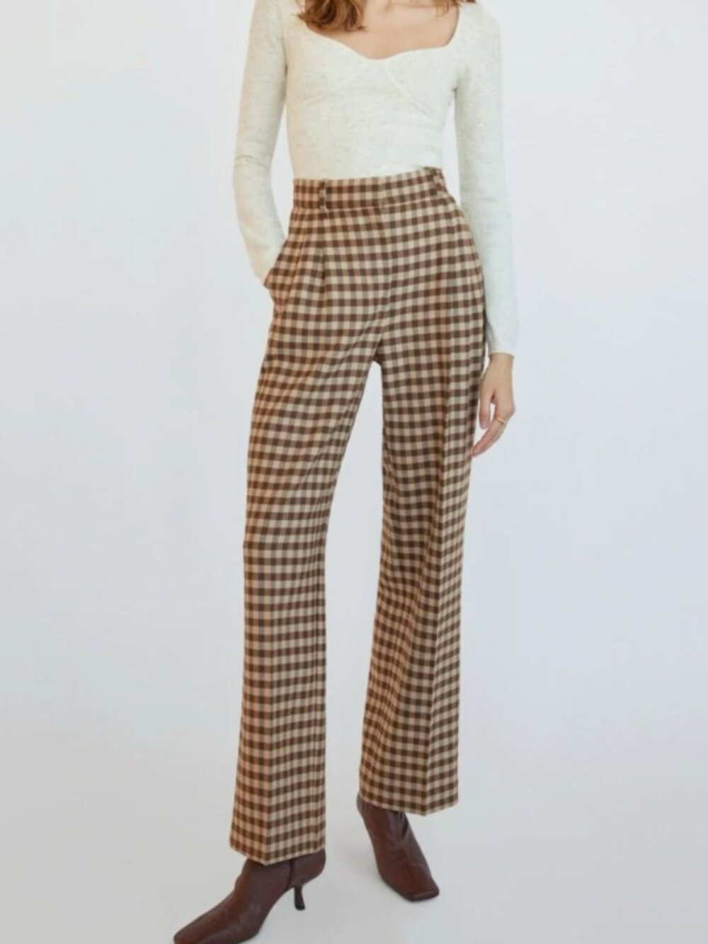 RARE Aritzia brown checkered trousers.
